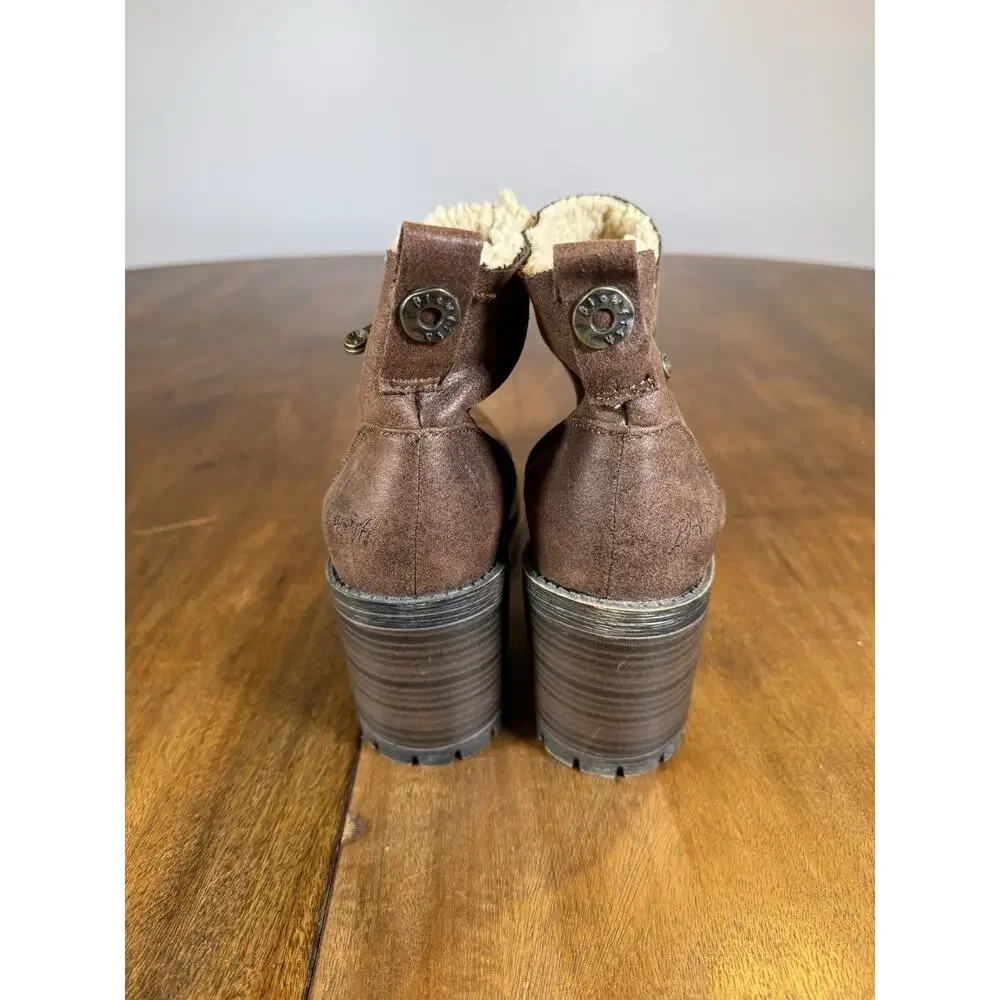 Blowfish Malibu Bootie Boots Faux Fur Zipper Cottage Brown Model 1707 Size 8.5 - Picture 4 of 14